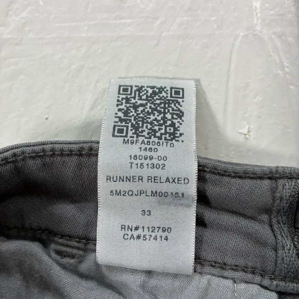 True Religion Jogger Mens 33 (36x33) Gray Denim Runner Relaxed Sport Drawstring